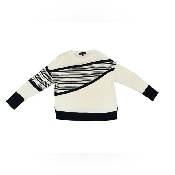 Women’s ST. JOHN Wool & Cashmere blend round neck black & white Sweater medium - Picture 2 of 9